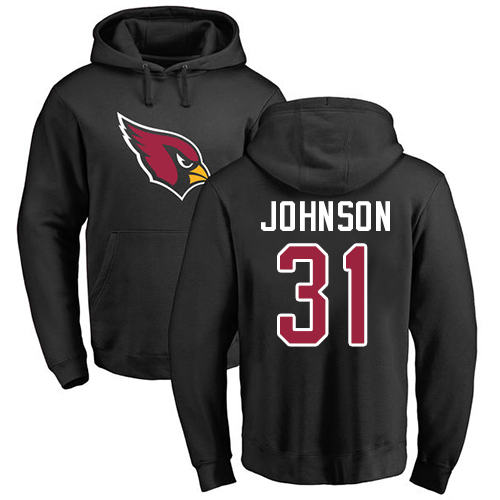 Arizona Cardinals Men Black David Johnson Name And Number Logo NFL Football #31 Pullover Hoodie Sweatshirts